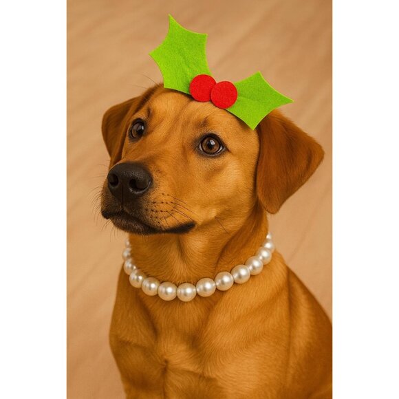 Christmas Dog Collar Accessory, Slip On Mistletoe Charm, Holiday Over Collar Dec - Picture 9 of 9